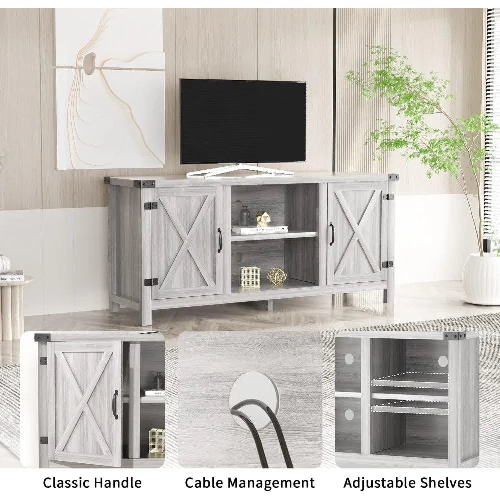 Ljustra 65 Inch TV Stand Farmhouse Entertainment Center Storage Cabinet