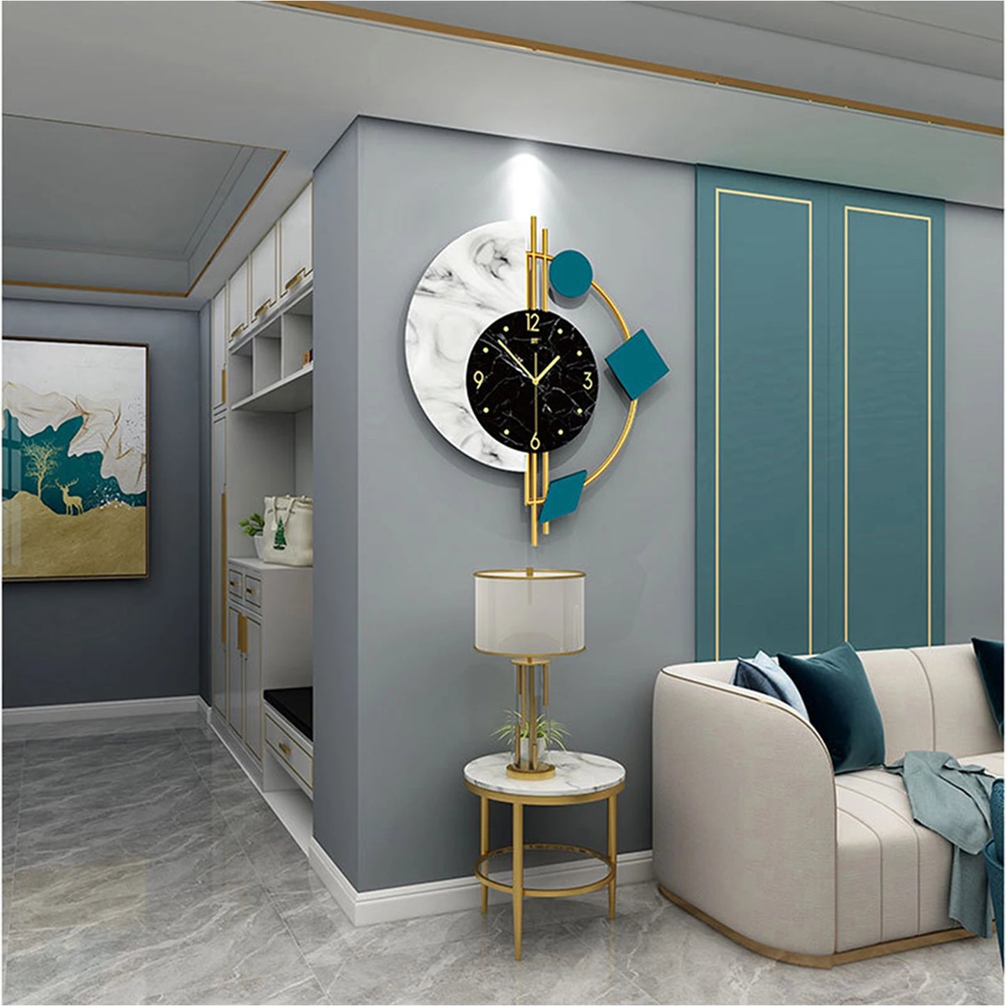 Silent Quartz Wall Clock Marble Design for Living Room Bedroom Decor Gift