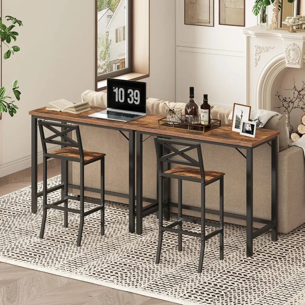 Narrow Pub Table for Dining Room Counter Bar Table Sturdy Metal Frame
