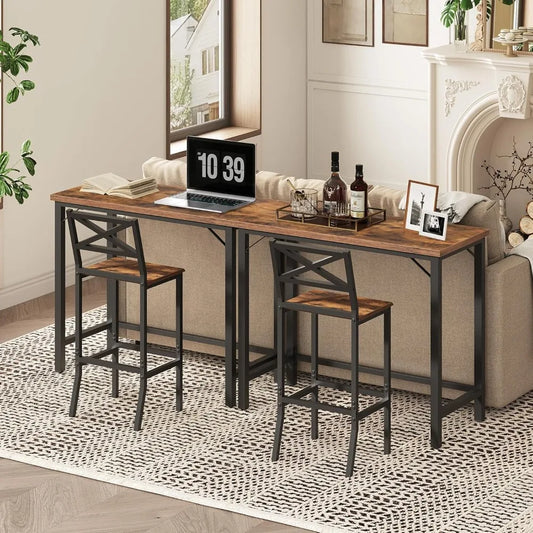 Narrow Pub Table for Dining Room Counter Bar Table Sturdy Metal Frame