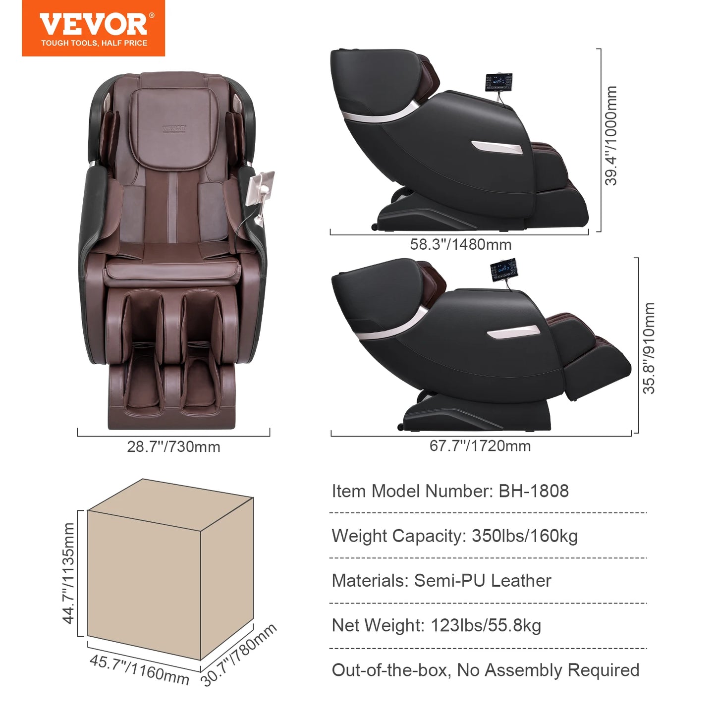 SucceBuy Full Body Zero Gravity Massage Chair Bluetooth Heating Recliner