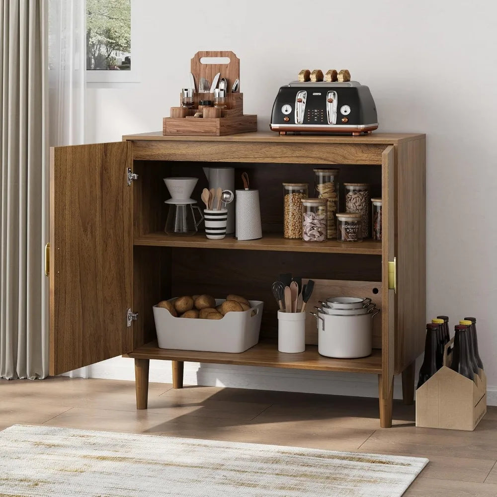 Small Accent Cabinet Rustic Sideboard Storage Buffet with 2 Doors
