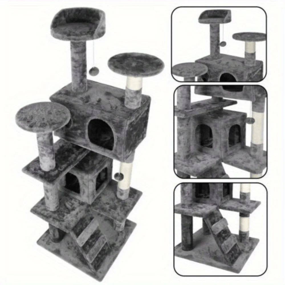 55 Inch Cat Tree Tower Activity Center Cat Furniture Play House