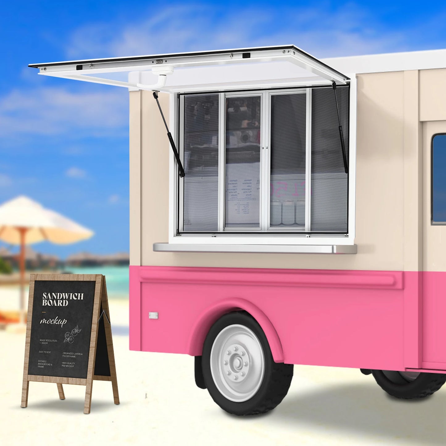 Concession Window Aluminum Alloy Food Truck Service Window Modern Design