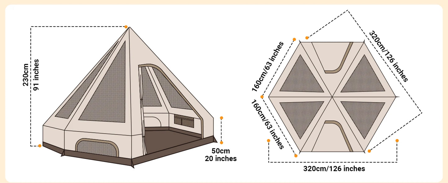 Ljustra Family Cabin Camping Tent for 3-4 People Outdoor Activities