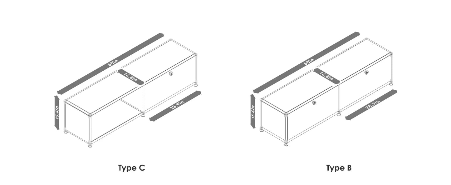 Modular Stainless Steel TV Cabinet Storage Shelf Living Room Furniture