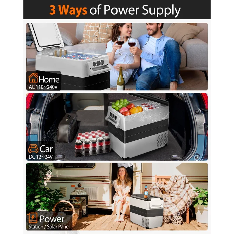 Ljustra Portable 12V Car Fridge 55L Electric Cooler for RV Van Camper