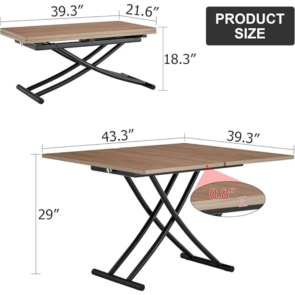 Multifunction Lift-Top Table Coffee Dining Space Saving Modern Design
