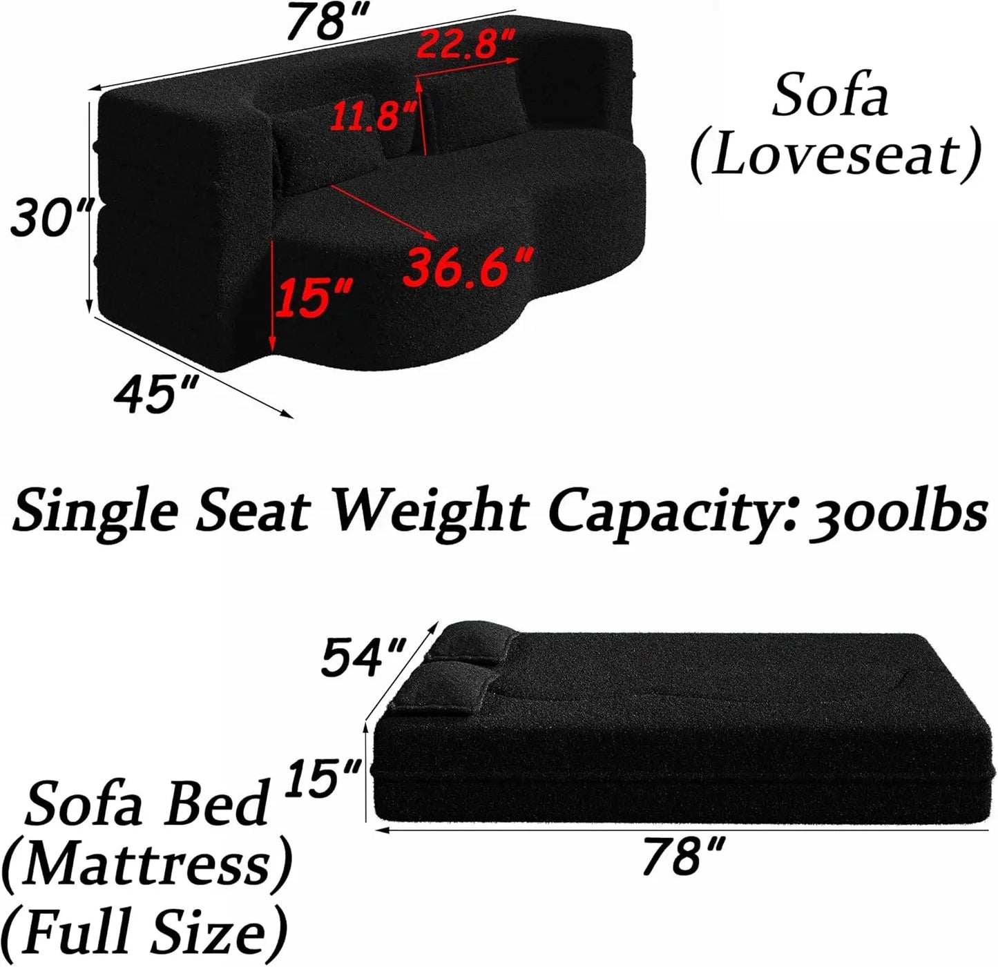 Ljustra Convertible Folding Sofa Bed Memory Foam Sleeper Couch