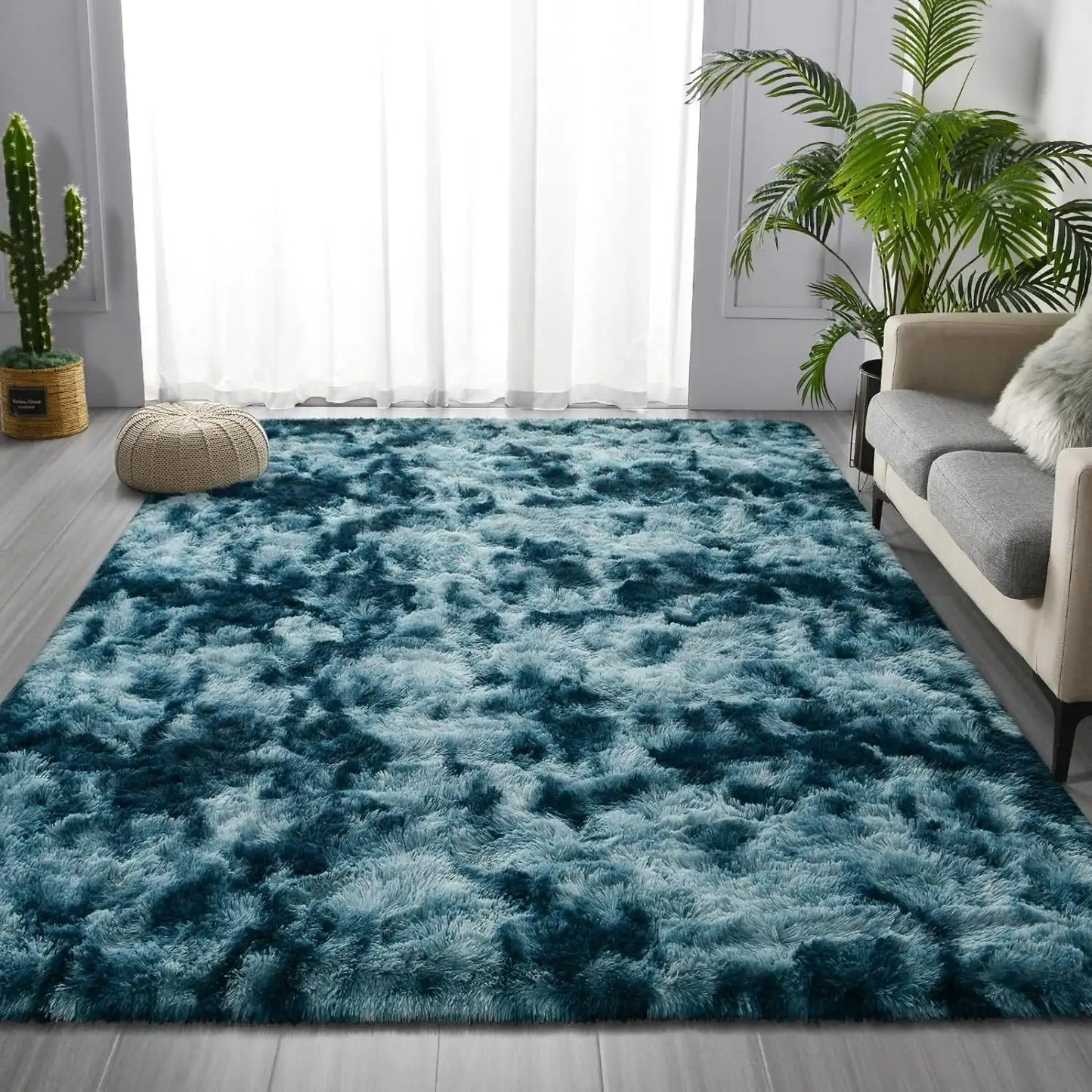 Ljustra Super Soft Plush Tie Dye Velvet Rug for Living Room Bedroom