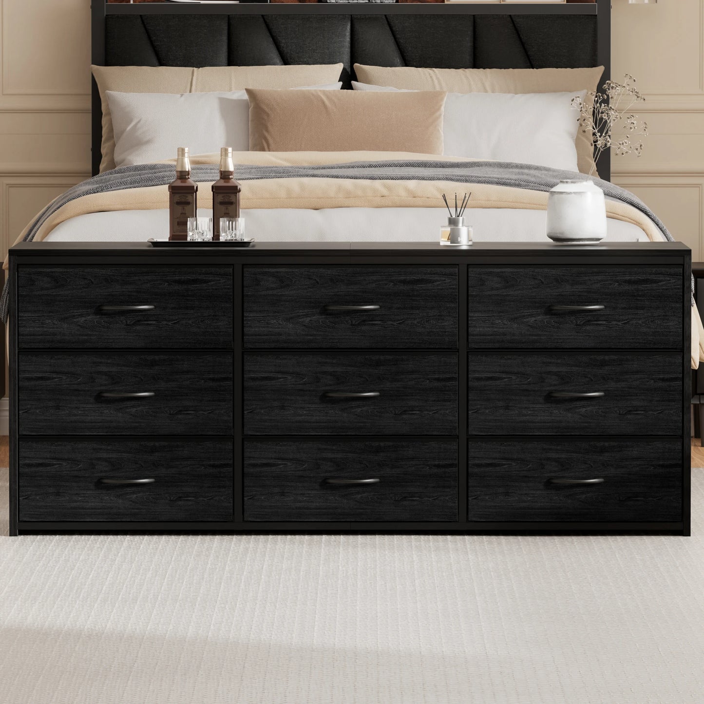 Ljustra 9 Drawer Wide Chest of Drawers Fabric Storage Dresser