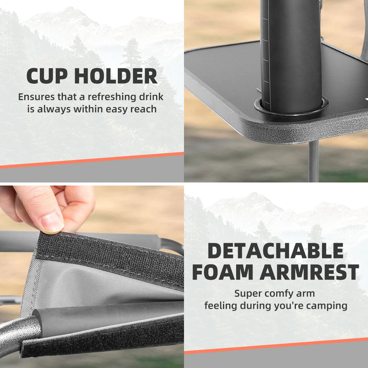 Tisetrail Camping Chair with Cooler Bag and Side Tray Outdoor Directors Chair