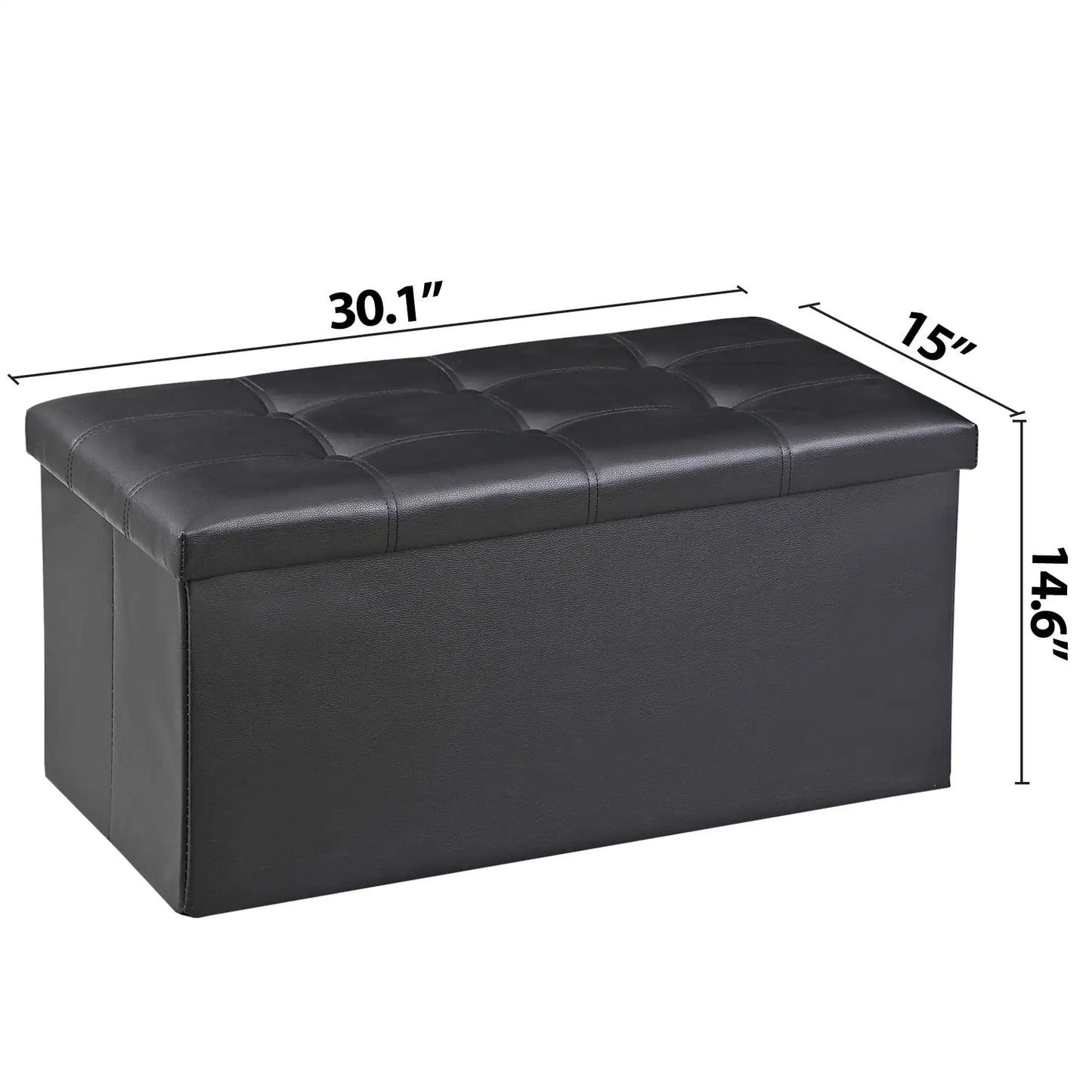Folding Storage Ottoman Bench Faux Leather Footrest 350 lbs Capacity