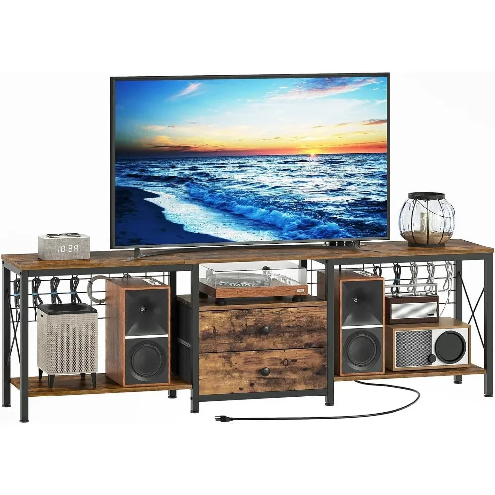 TV Stand with Power Outlet for 75 Inch TVs Entertainment Center