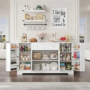 Modern 54 Inch Buffet Cabinet Wood Kitchen Sideboard Storage Furniture