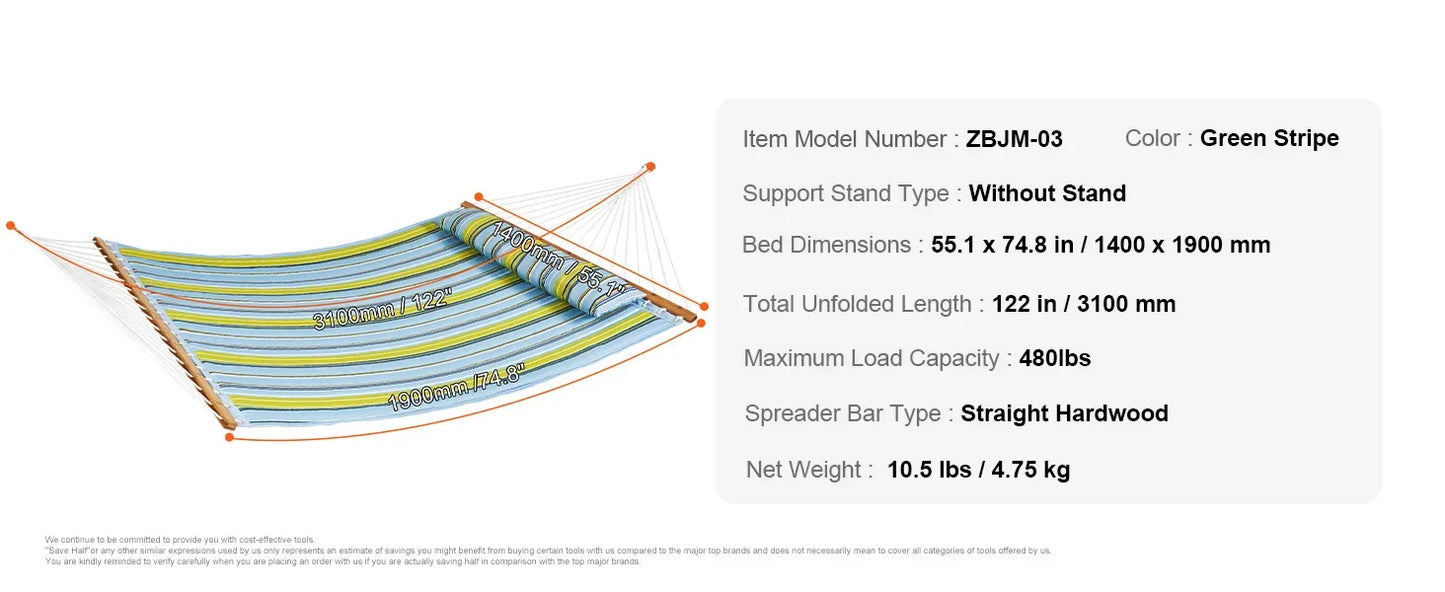 Ljustra Double Hammock with Stand Pillow Portable Outdoor Relaxation