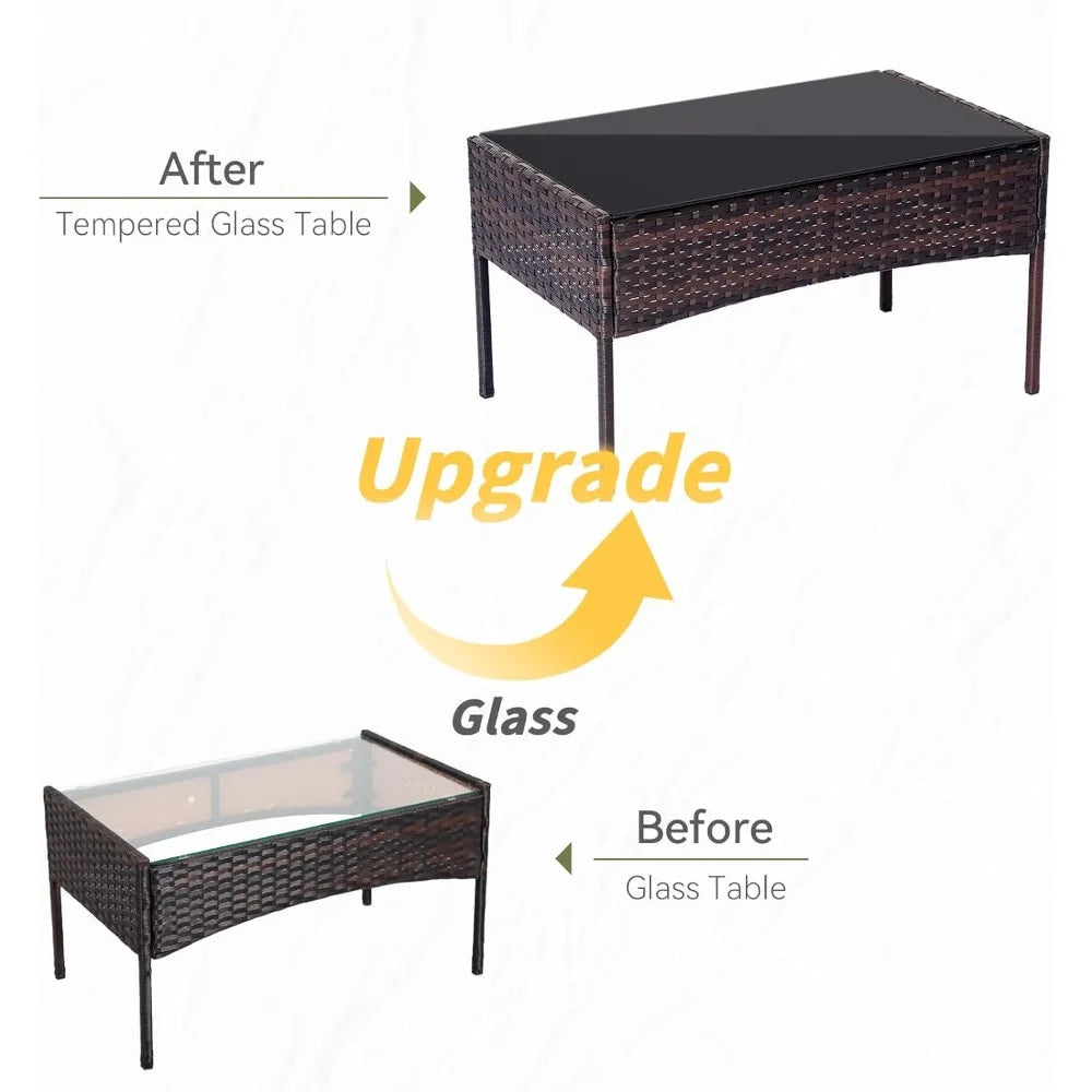 Ljustra 4 Piece Patio Furniture Set Outdoor Rattan Conversation Set