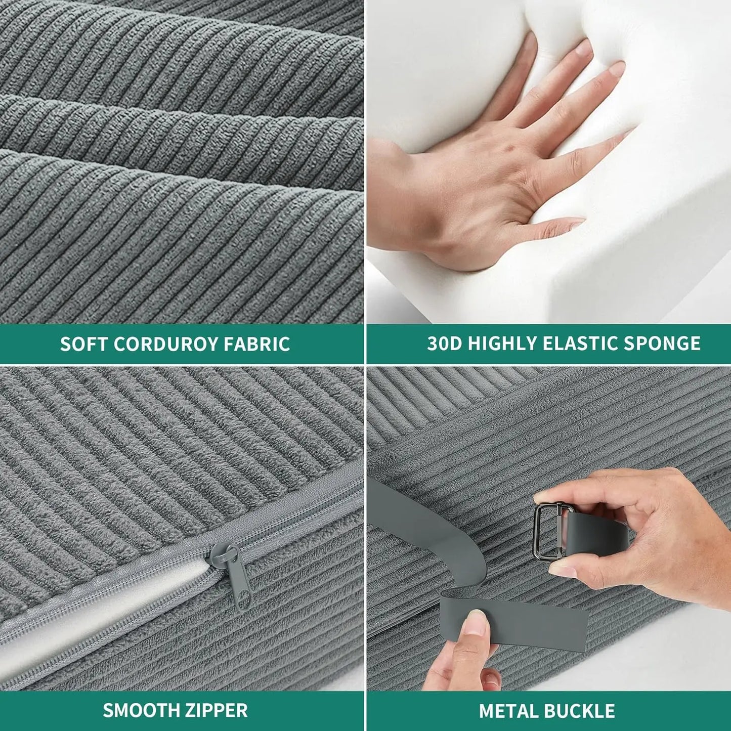 Ljustra Convertible Folding Sofa Bed Corduroy Memory Foam Couch