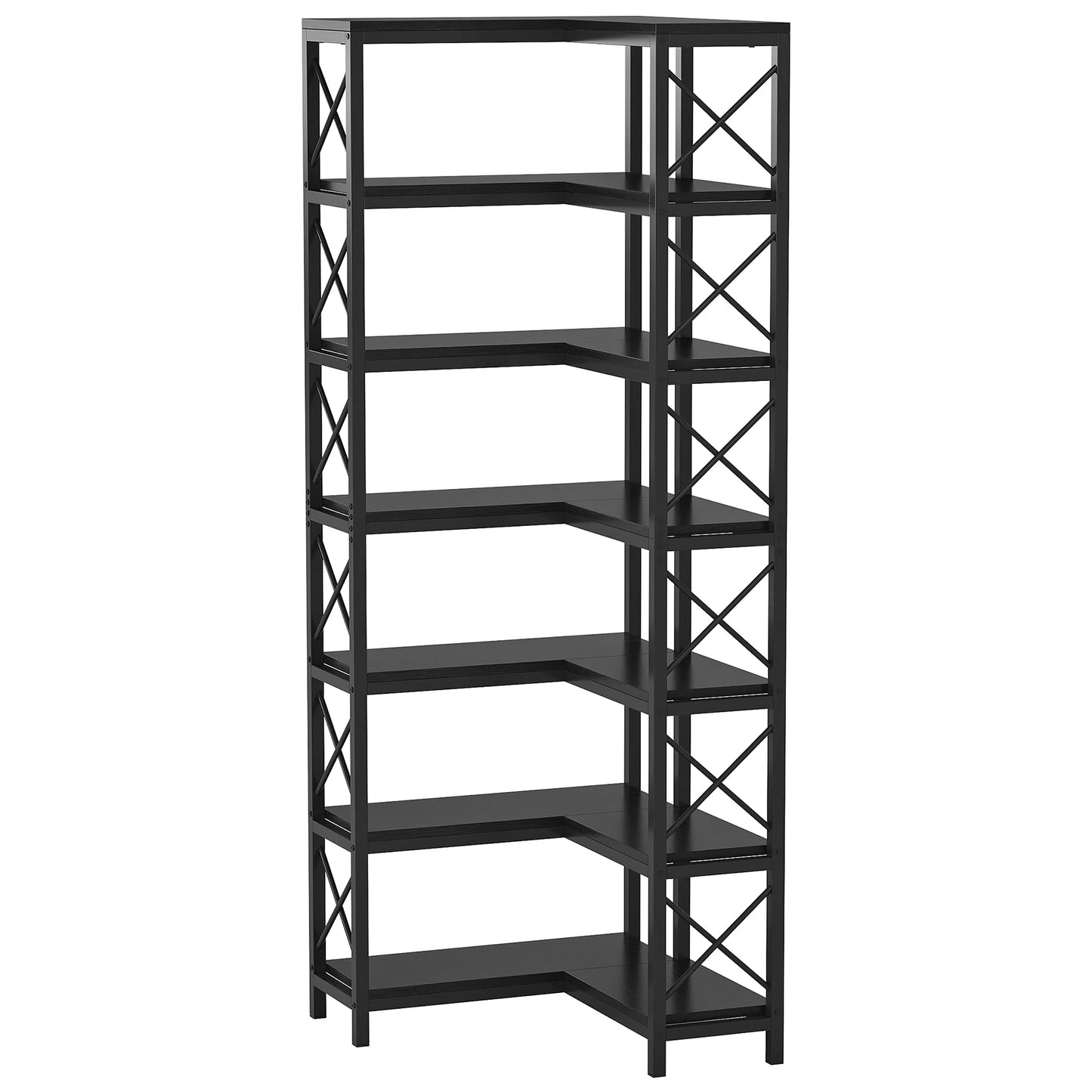 Ljustra 7-Shelf Corner Bookshelf Modern Corner Bookcase Storage Rack
