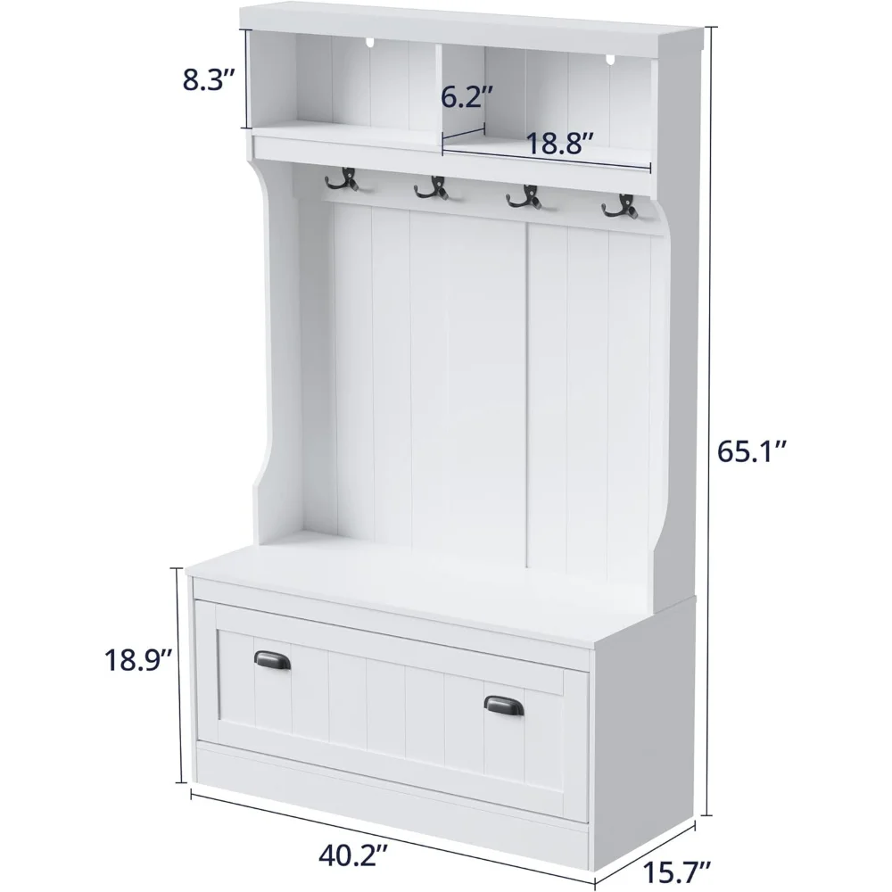 Hall Tree Bench with Shoe Storage Coat Rack Entryway Organizer