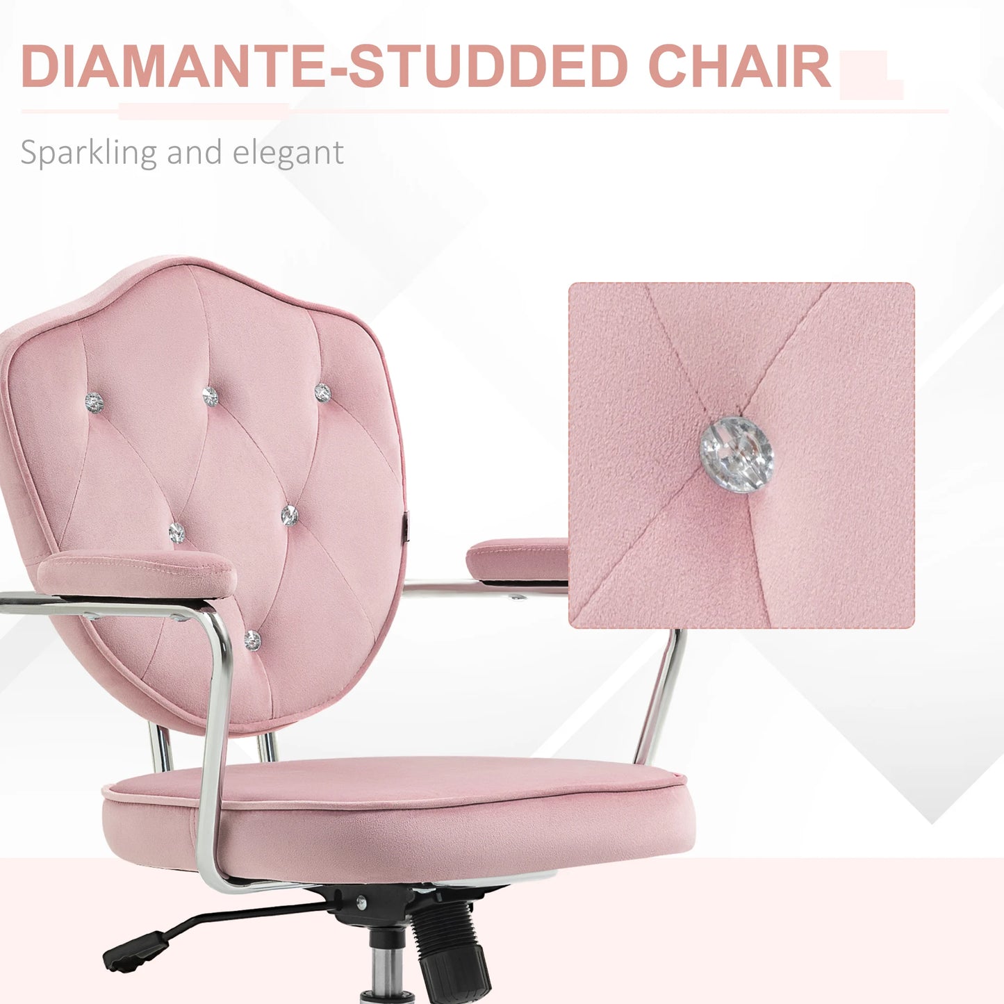 Ljustra Cute Velvet Office Chair Swivel Adjustable Pink Home Furniture