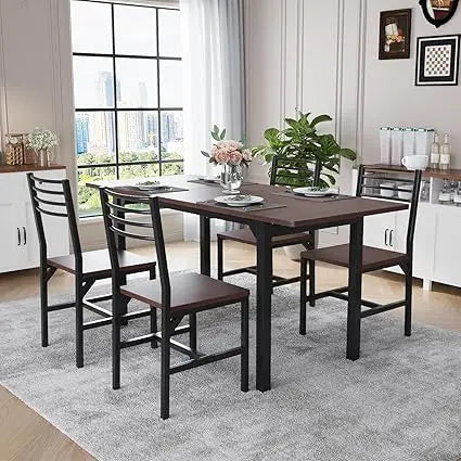 63 Inch Extendable Dining Table Set for 4-6 with Chairs Kitchen Furniture