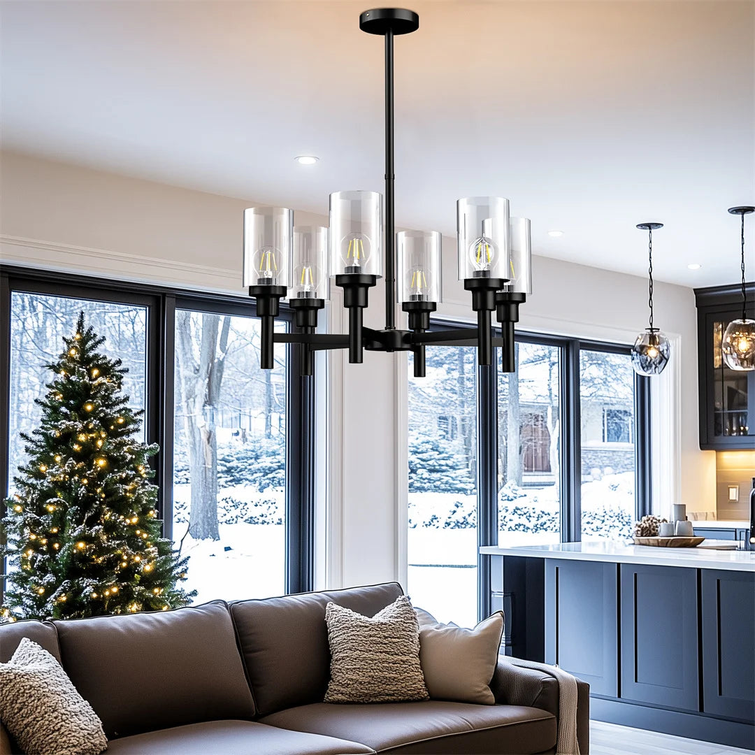 Ljustra 8-Light Industrial Ceiling Lamp Chandelier for Kitchen Dining Room