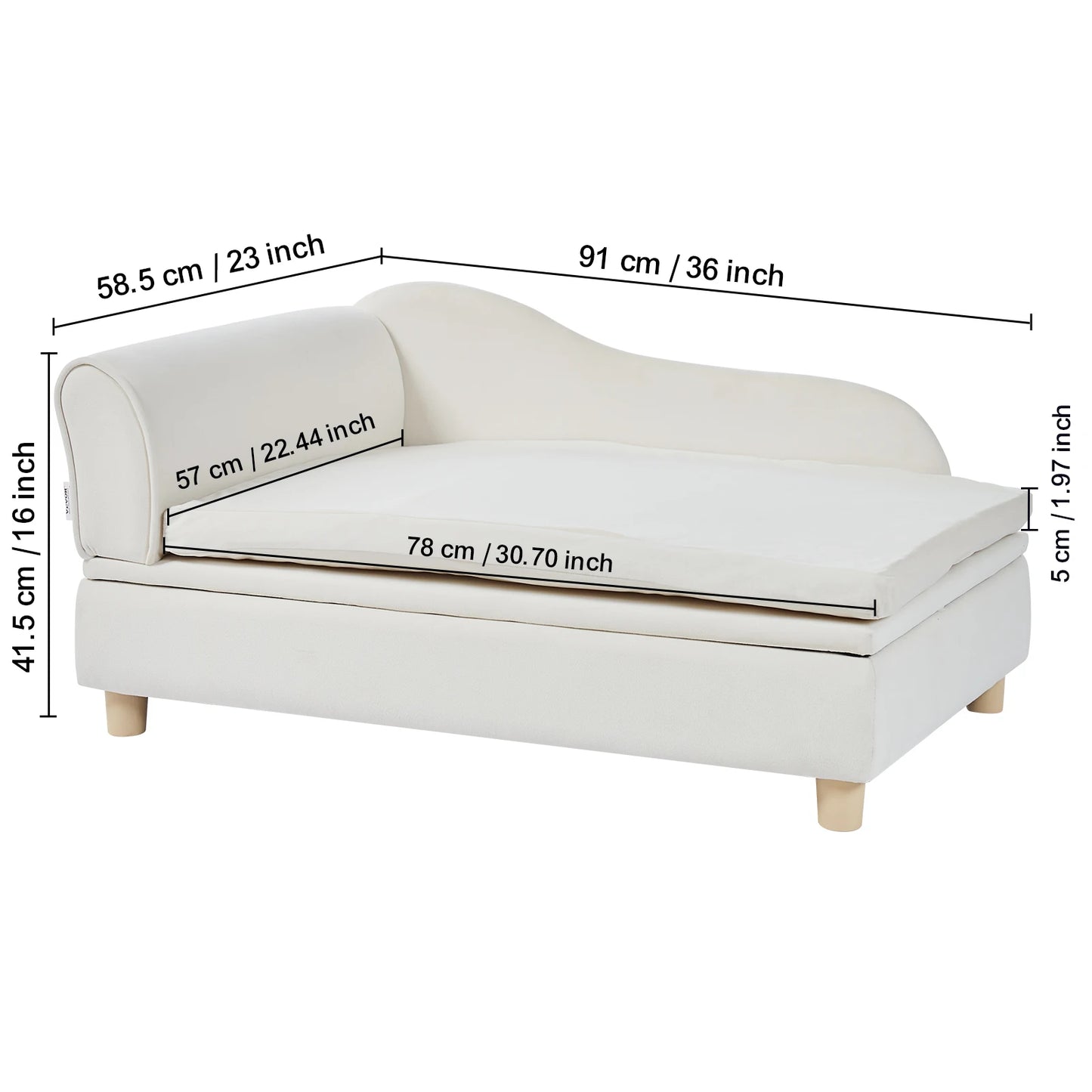 Ljustra Luxury Pet Sofa Bed for Medium Dogs and Cats Soft Velvet Couch