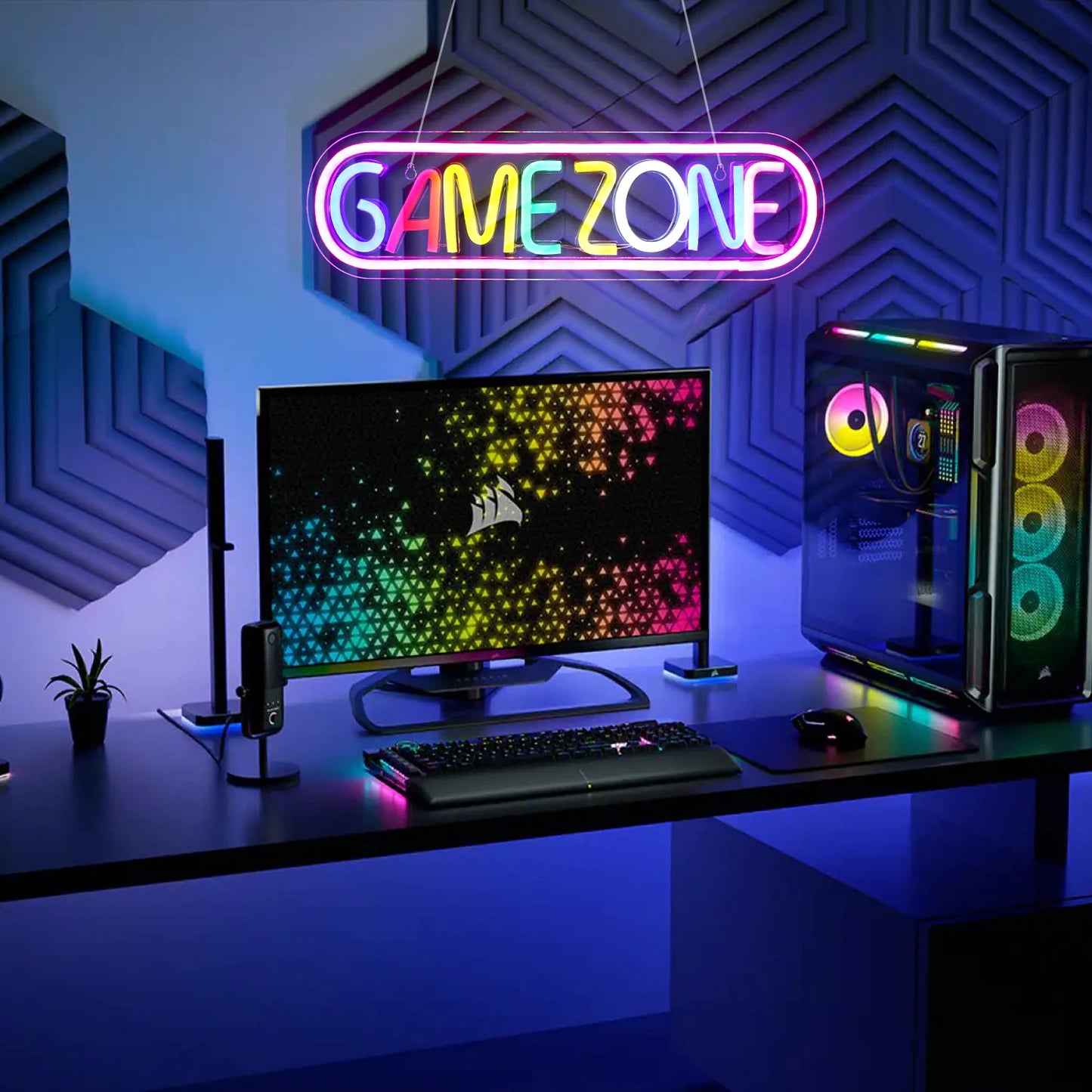Dimmable Neon Game Zone Sign Custom LED Art Man Cave Room Decoration