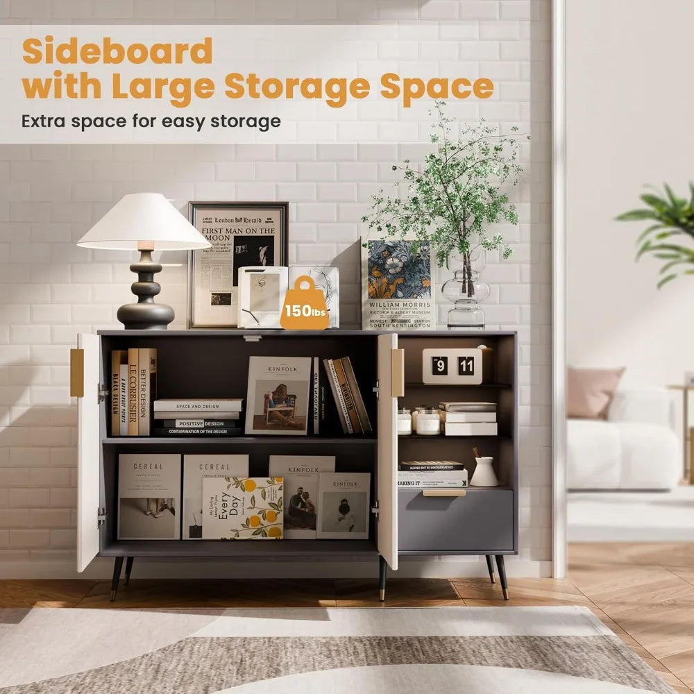 Sideboard Cabinet 2 Doors Drawer Buffet Coffee Bar Storage Adjustable Shelves