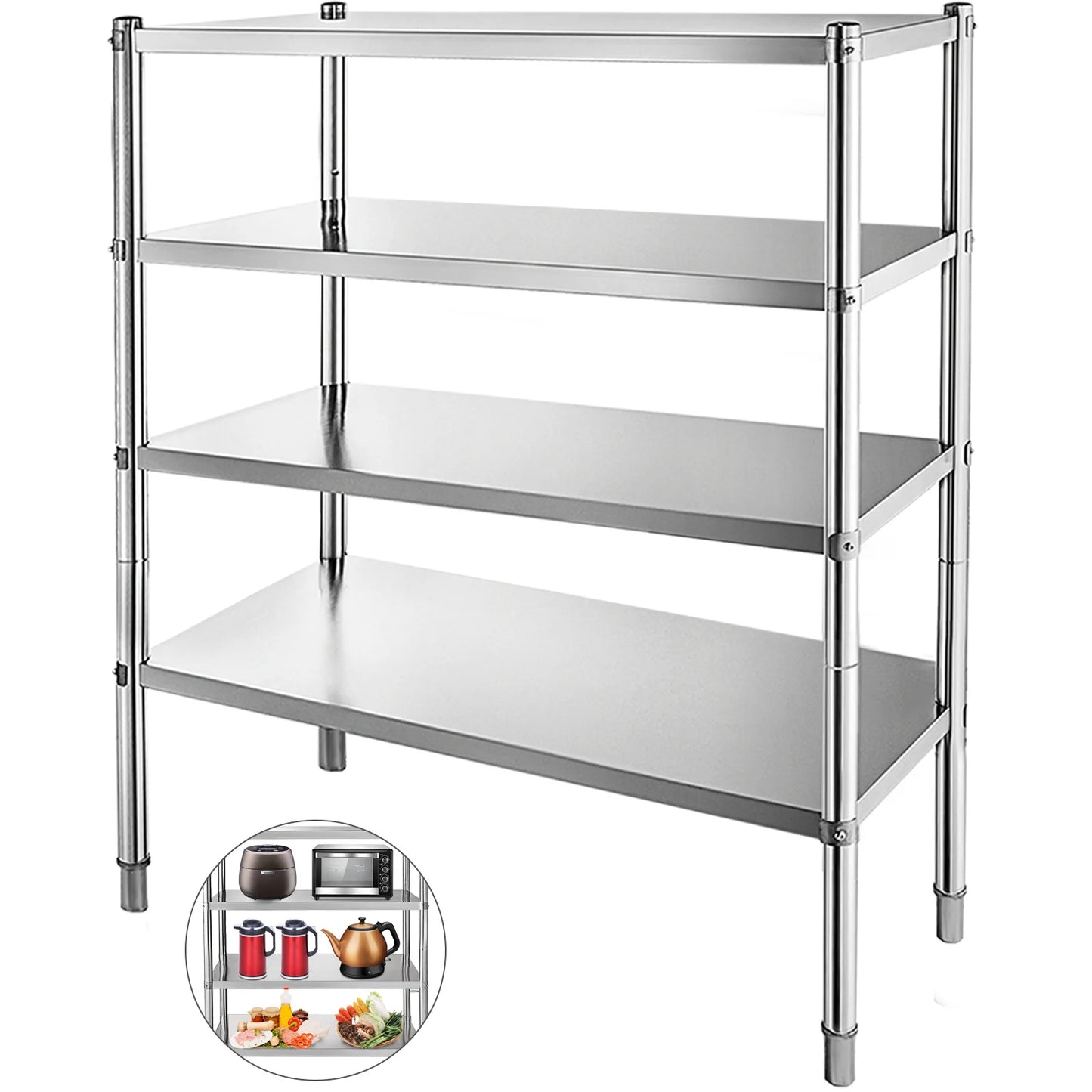 Ljustra 4-Tier Stainless Steel Storage Rack for Kitchen Garage Warehouse