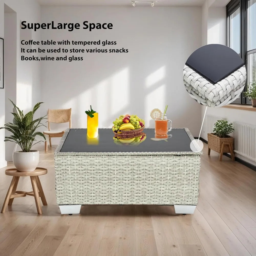 Ljustra Outdoor Patio Furniture Set 6 Pieces Wicker Sectional Sofa Set