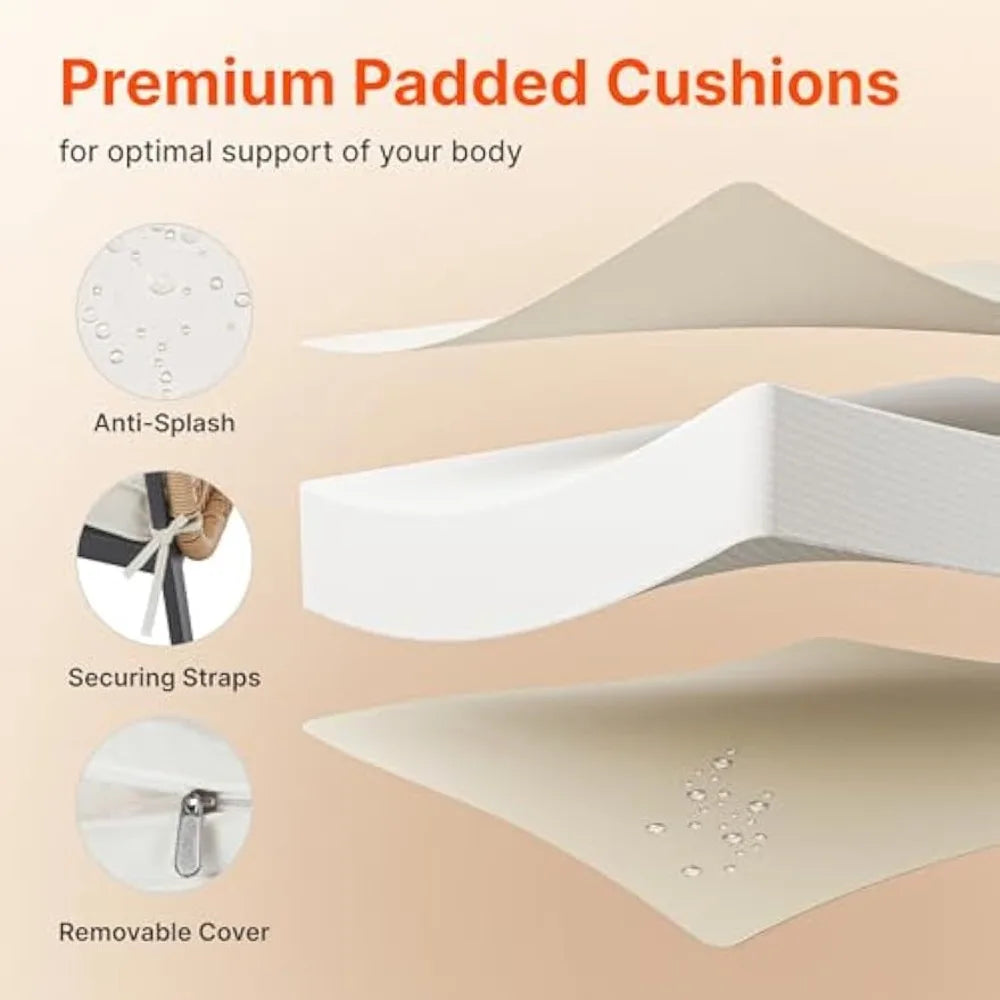 Ljustra Outdoor Patio Dining Set 5-Piece Rattan Table Chairs Cushions