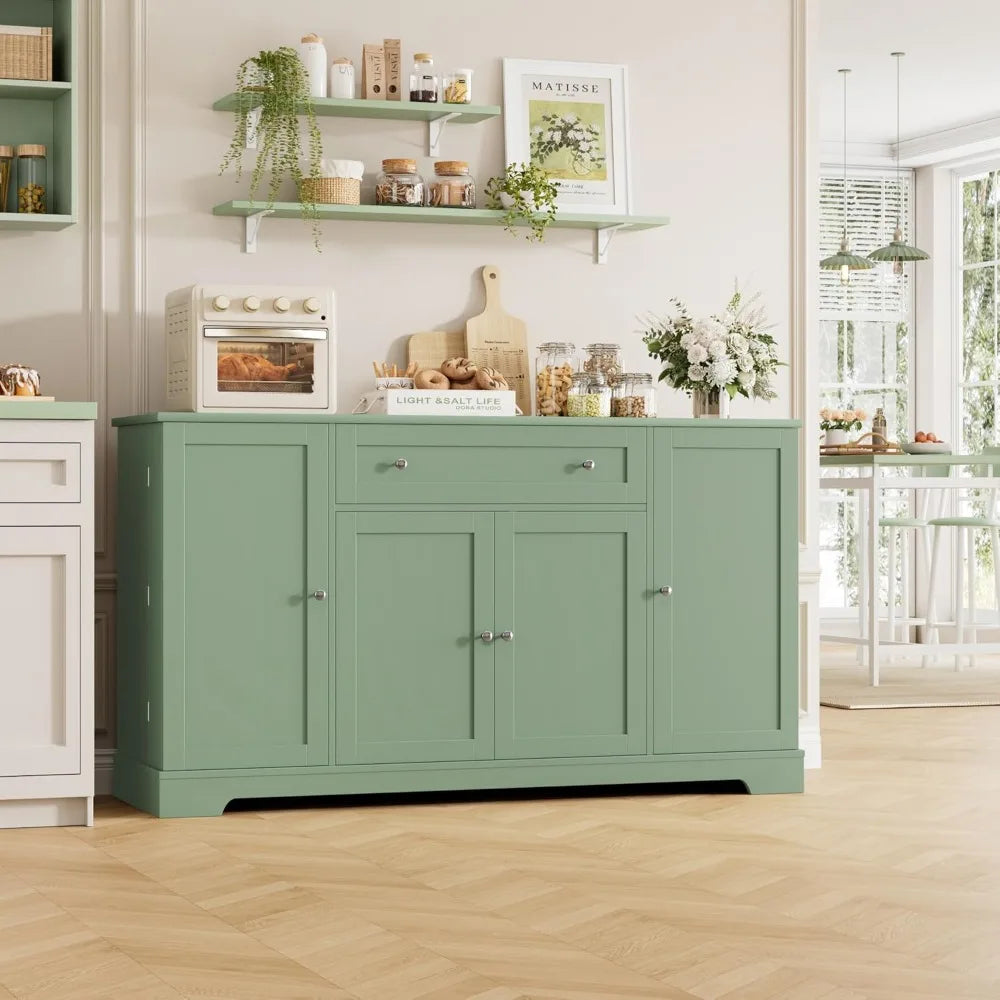 54 Inch Modern Buffet Cabinet with Storage Adjustable Shelves Sideboard