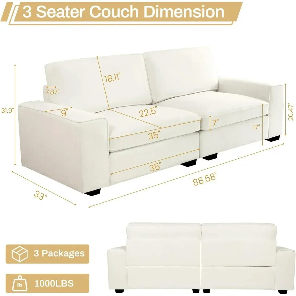 Ljustra Modern Plush Chenille Loveseat Sofa 88.58" Living Room Couch