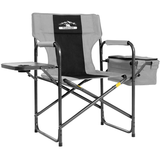 Tisetrail Camping Chair with Cooler Bag and Side Tray Outdoor Directors Chair