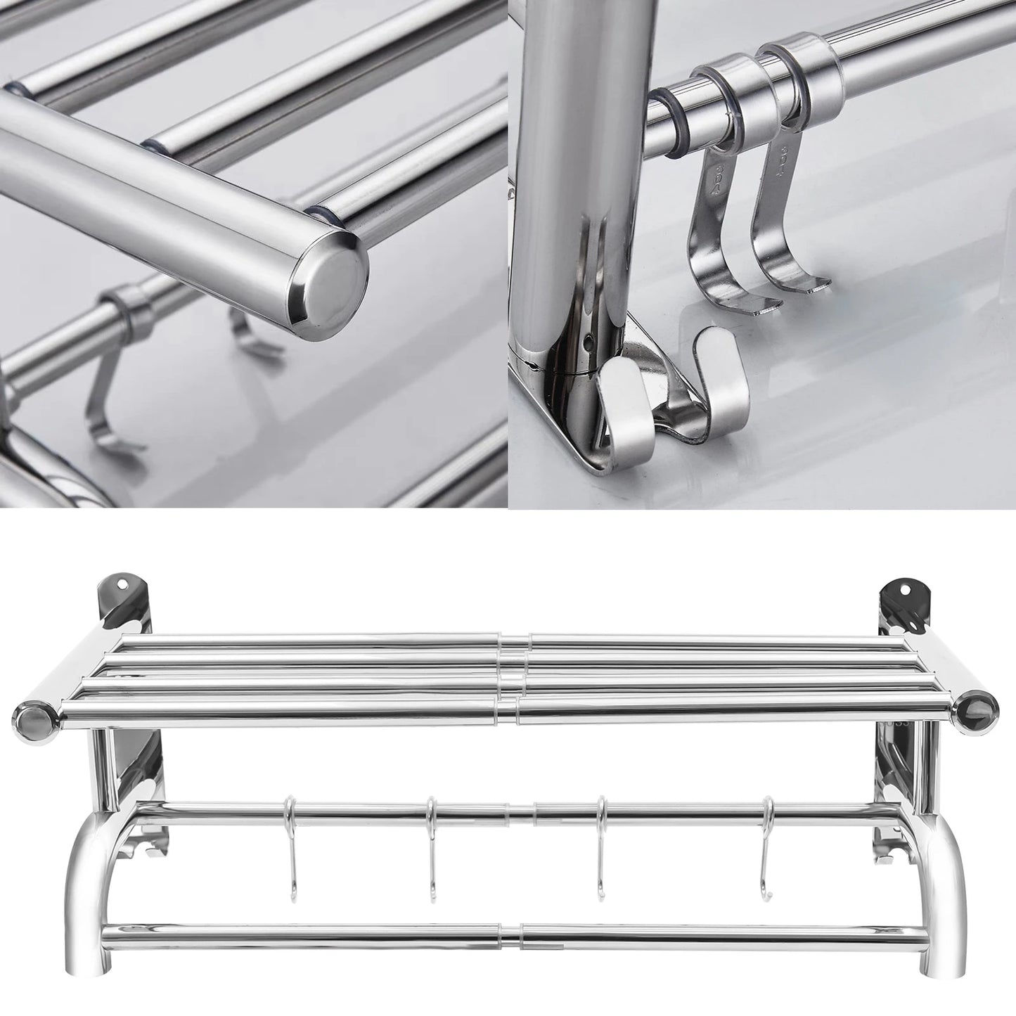 Ljustra Stainless Steel Wall Mounted Towel Rack Bathroom Storage Shelf