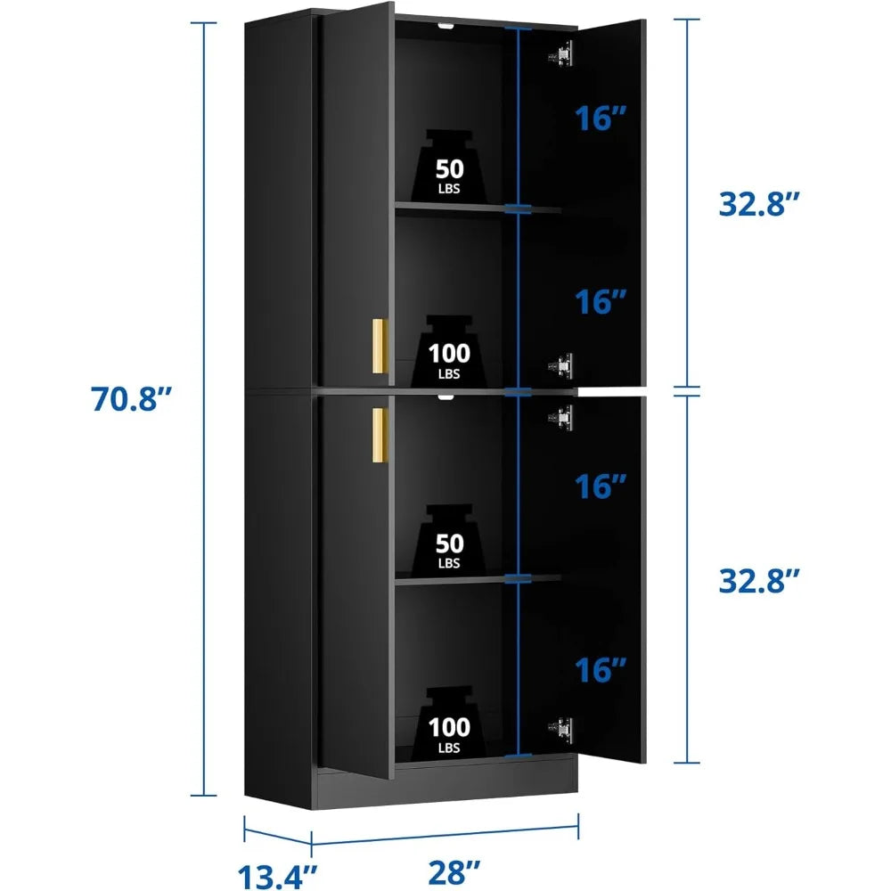 Ljustra Kitchen Pantry Cabinet 71 Inch Tall Wood Storage Cabinet with Doors