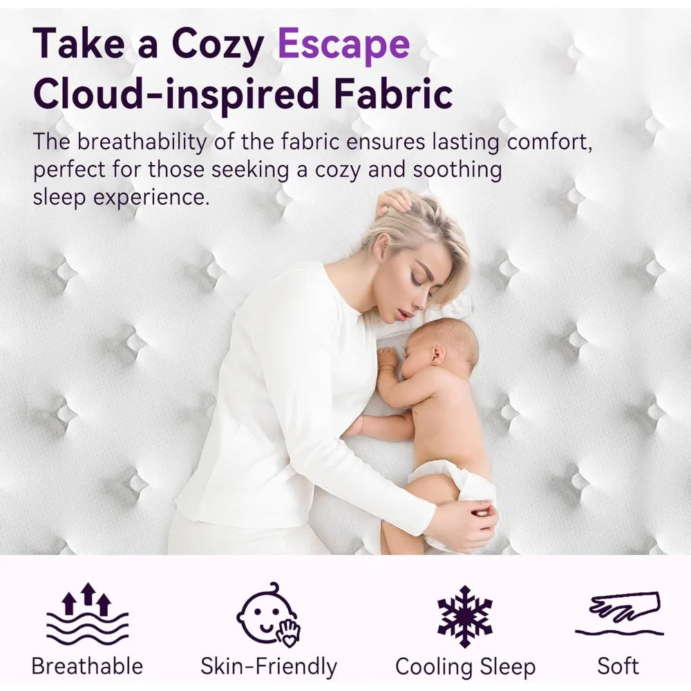 Ljustra 12 Inch Queen Size Hybrid Mattress CertiPUR-US Gel Memory Foam