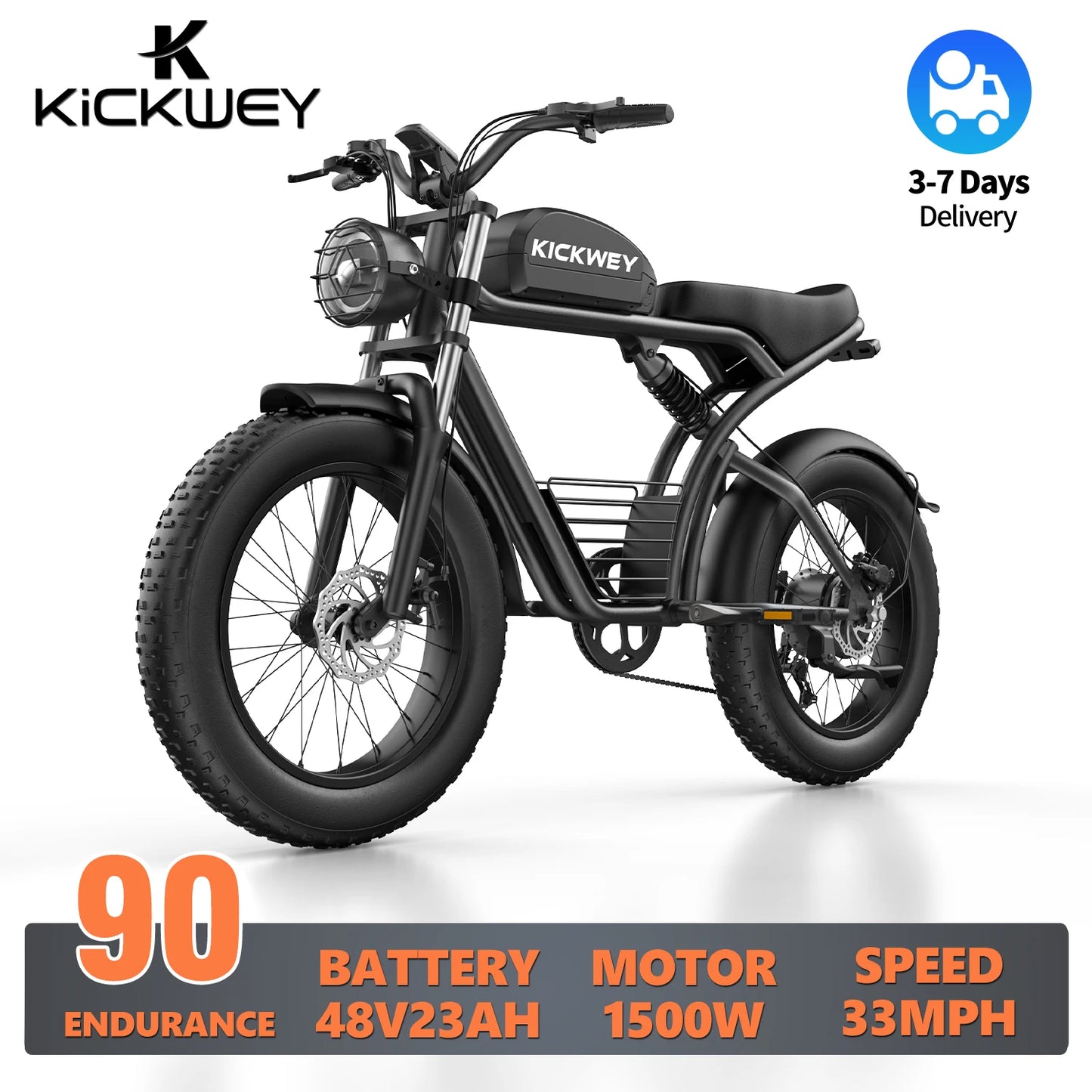 Ljustra K7 Adult Electric Bicycle 1500W 48V Mountain Fat Tire E-Bike