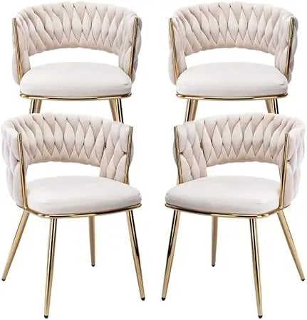 Modern Velvet Dining Chairs Set of 4 Upholstered Accent Chairs