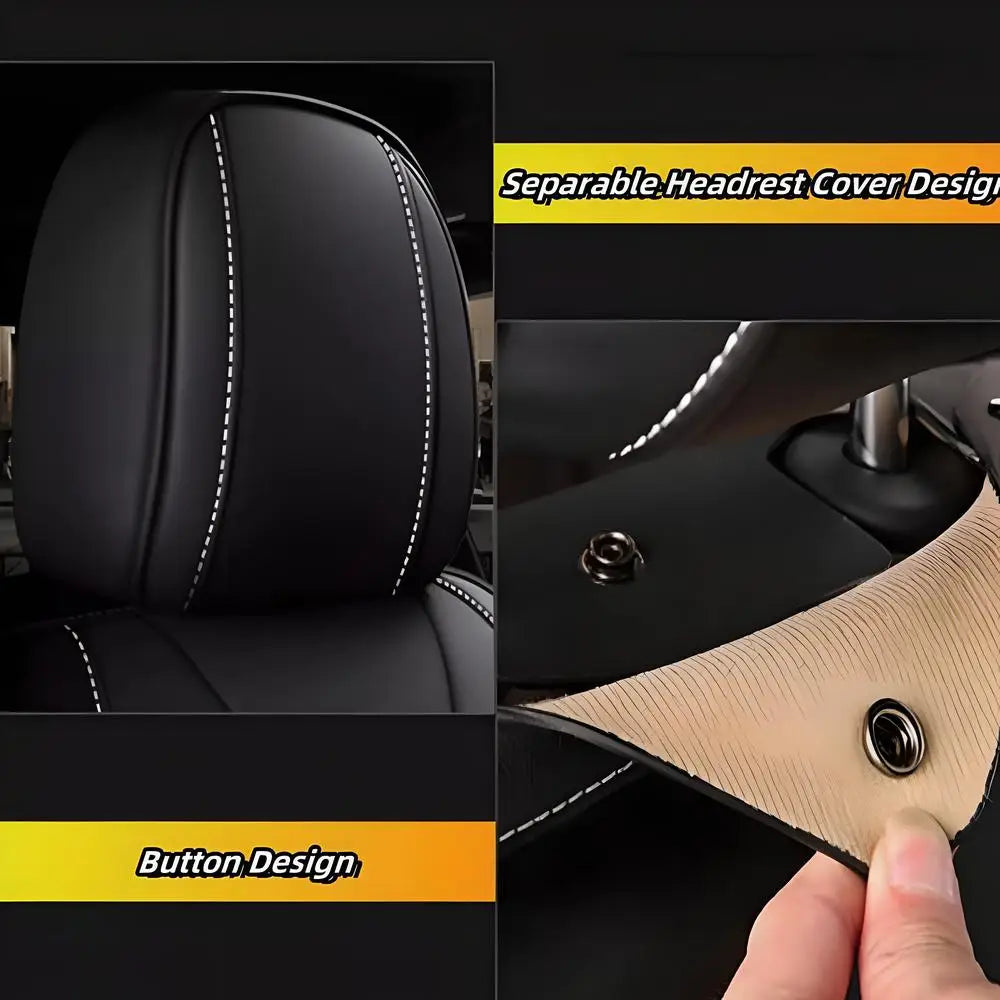 Toyota Full Set PU Leather Seat Covers 5-Seats Washable Anti-Slip