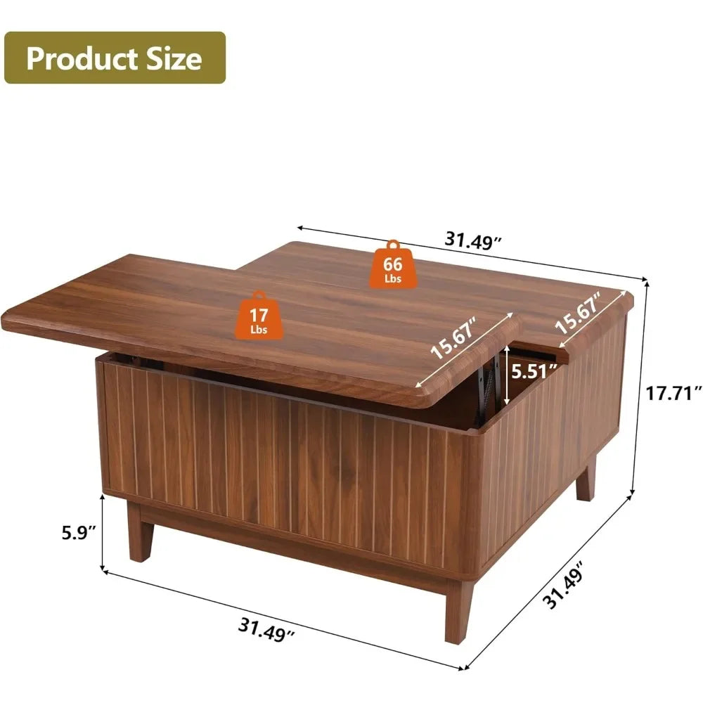 Lift Top Coffee Table with Hidden Storage Farmhouse Square Center Table