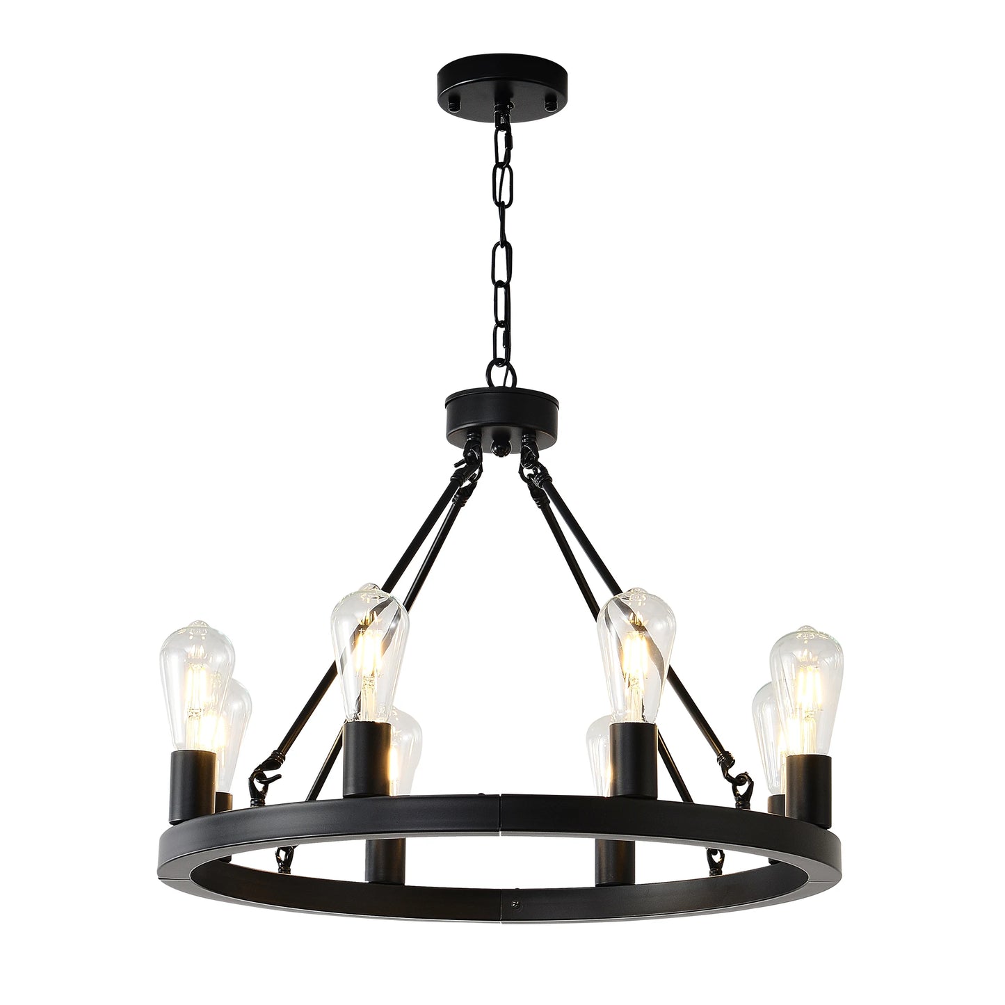 6-Light Wagon Wheel Chandelier Modern Farmhouse Fixture Living Room
