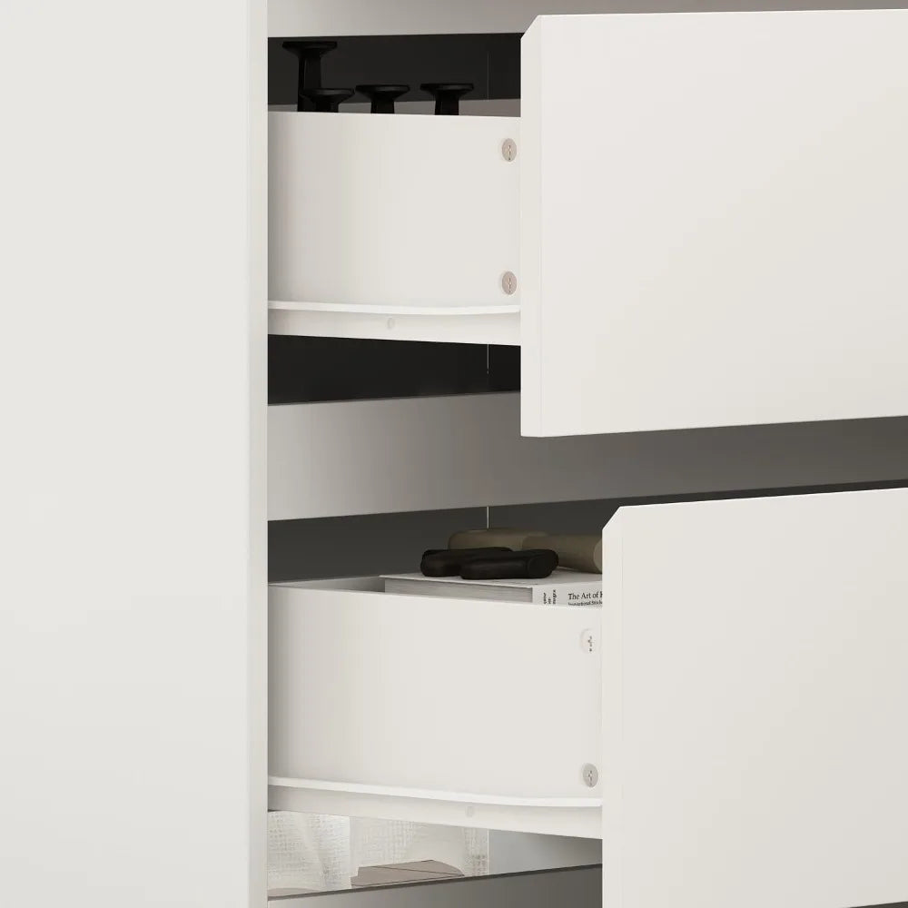 L-Shaped Dressing Table 6 Drawers Extendable Vanity Desk Combo