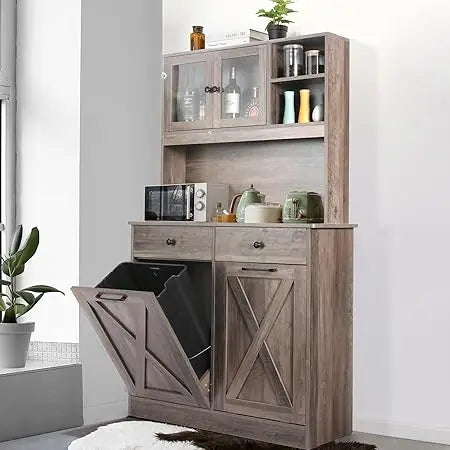 Dual Tilt Out Trash Storage Cabinet Kitchen Sideboard Cupboard