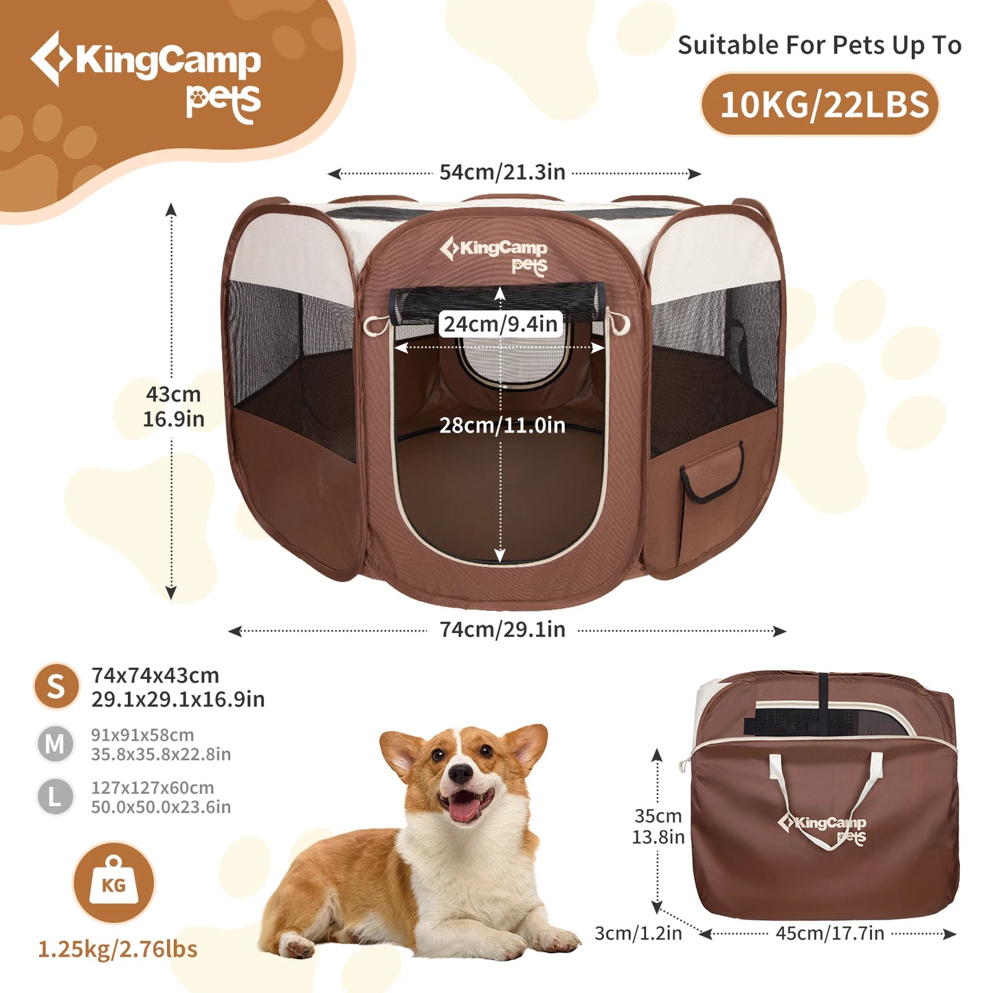 KingCamp Portable Dog Playpen Cat Tent Indoor Outdoor Foldable Kennel