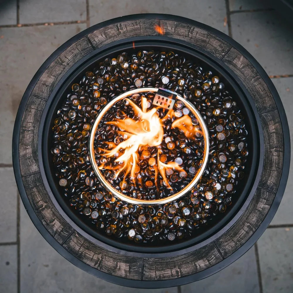27 Inch Outdoor Wine Barrel Gas Fire Pit for Patios Cafes Model FP0121-P
