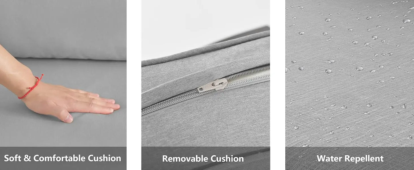 Ljustra Aluminum Patio Furniture Set Fire Pit Table Swivel Chairs Sofa