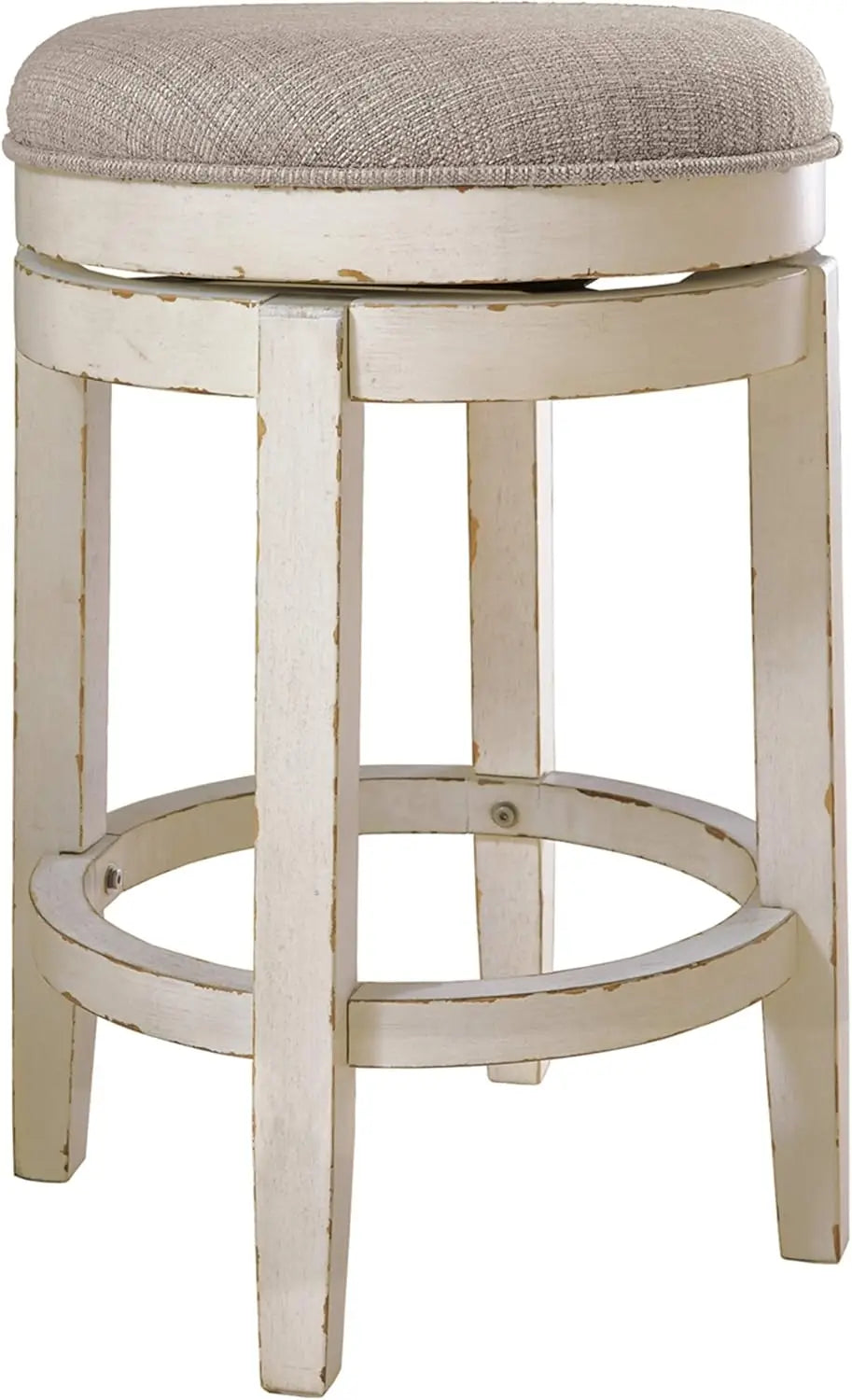 Realyn French Country 24 Inch Backless Swivel Barstool Cottage Style